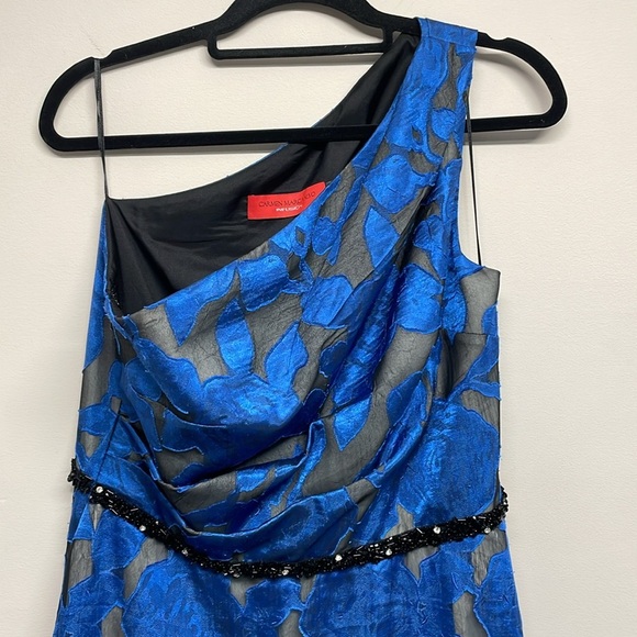 NWT Carmen Marc Valvo Infusion One Shoulder Floral Formal Gown with Pockets 12 - Picture 2 of 16